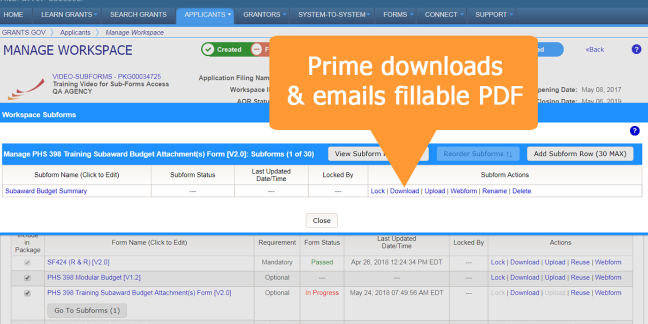 The prime applicant downloads and emails the fillable PDF form