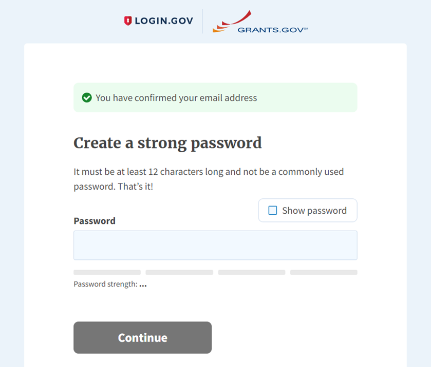 Login.gov Password Creation